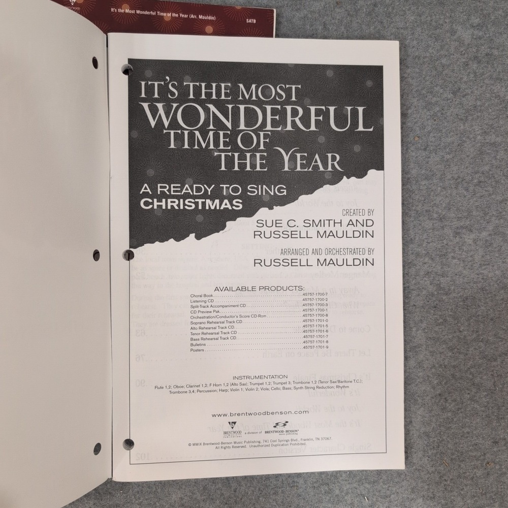 3pc Its the Most Wonderful Time of the Year Ready to Sing Christmas Choral Books - Picture 2 of 3